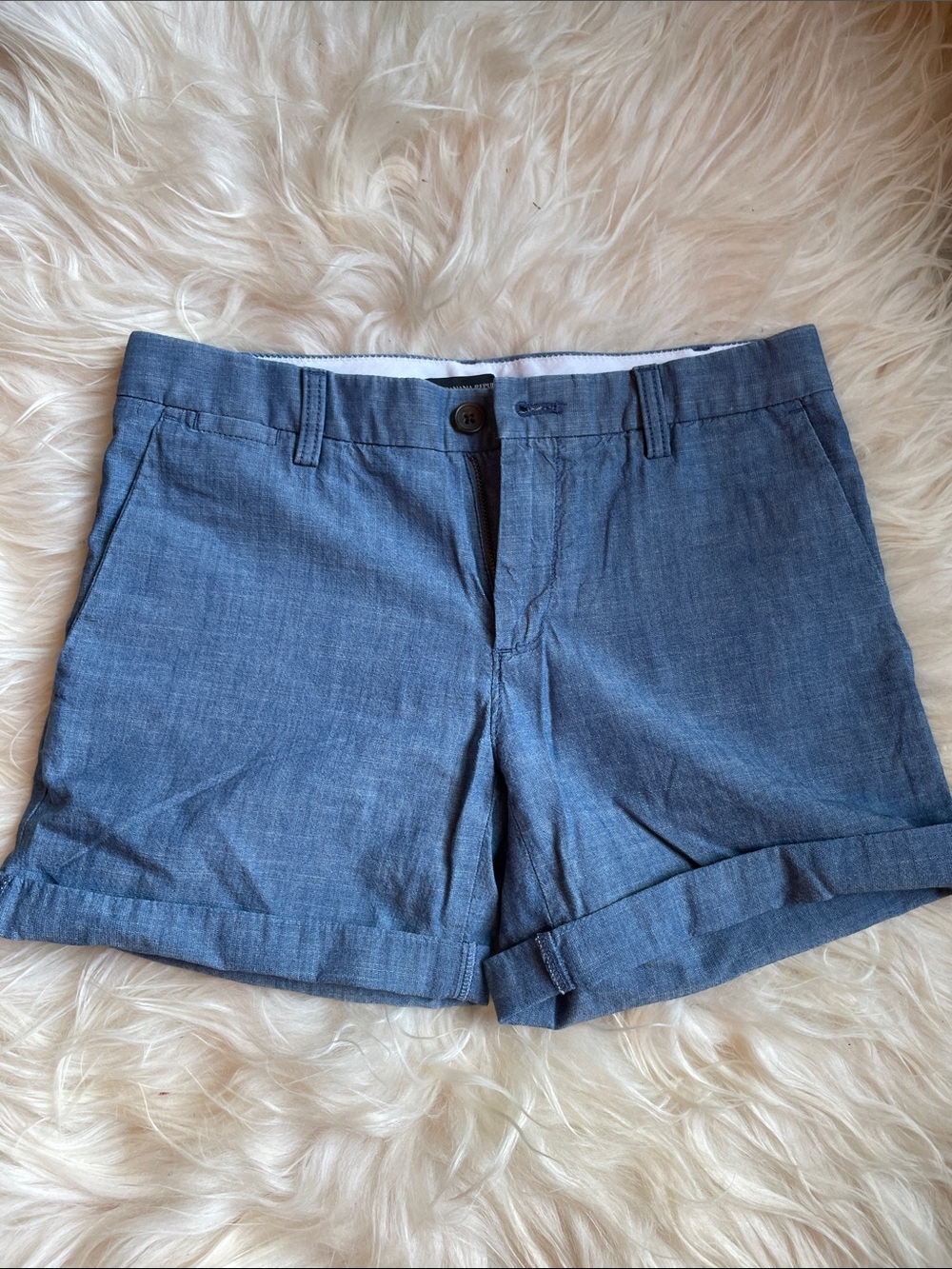 Banana Republic Chambray Blue Roll-Cuff Shorts